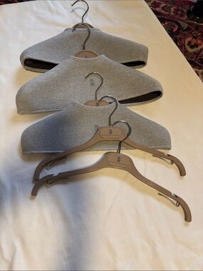 Brunello Cucinelli Taupe Wooden Hangers with Gray Velvet Shoulders